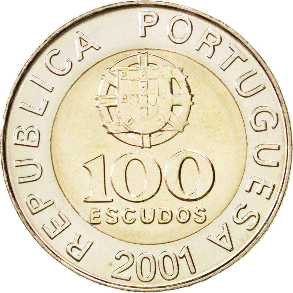 Coin, Portugal, 100 Escudos, 2001, MS(63), Bimetallic, KM:New