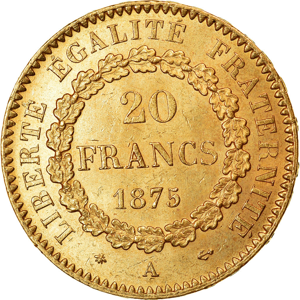 Coin, France, Génie, 20 Francs, 1875, Paris, MS(60-62), Gold, KM:825
