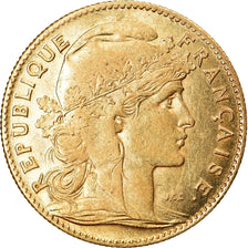 Moneta, Francja, Marianne, 10 Francs, 1907, Paris, EF(40-45), Złoto, KM:846
