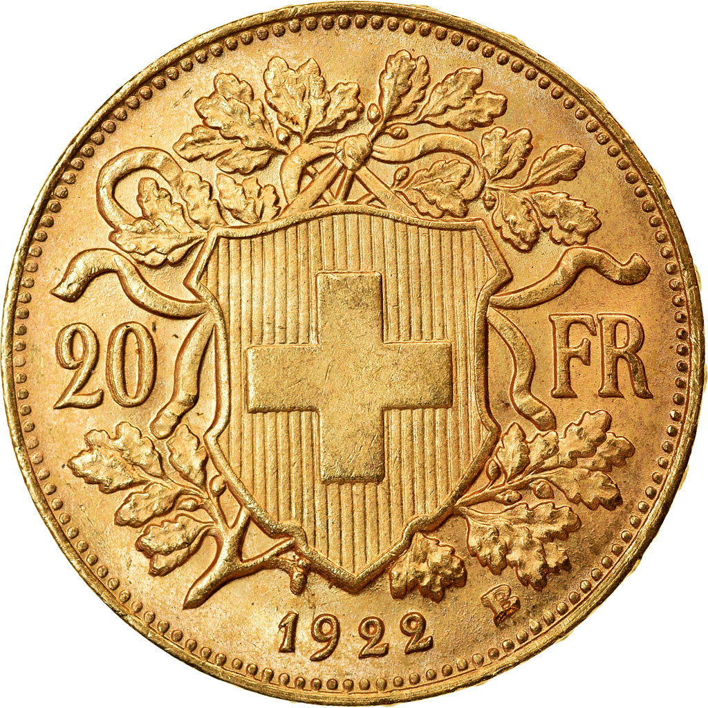 Moneda, Suiza, 20 Francs, 1922, Berne, SC, Oro, KM:35.1