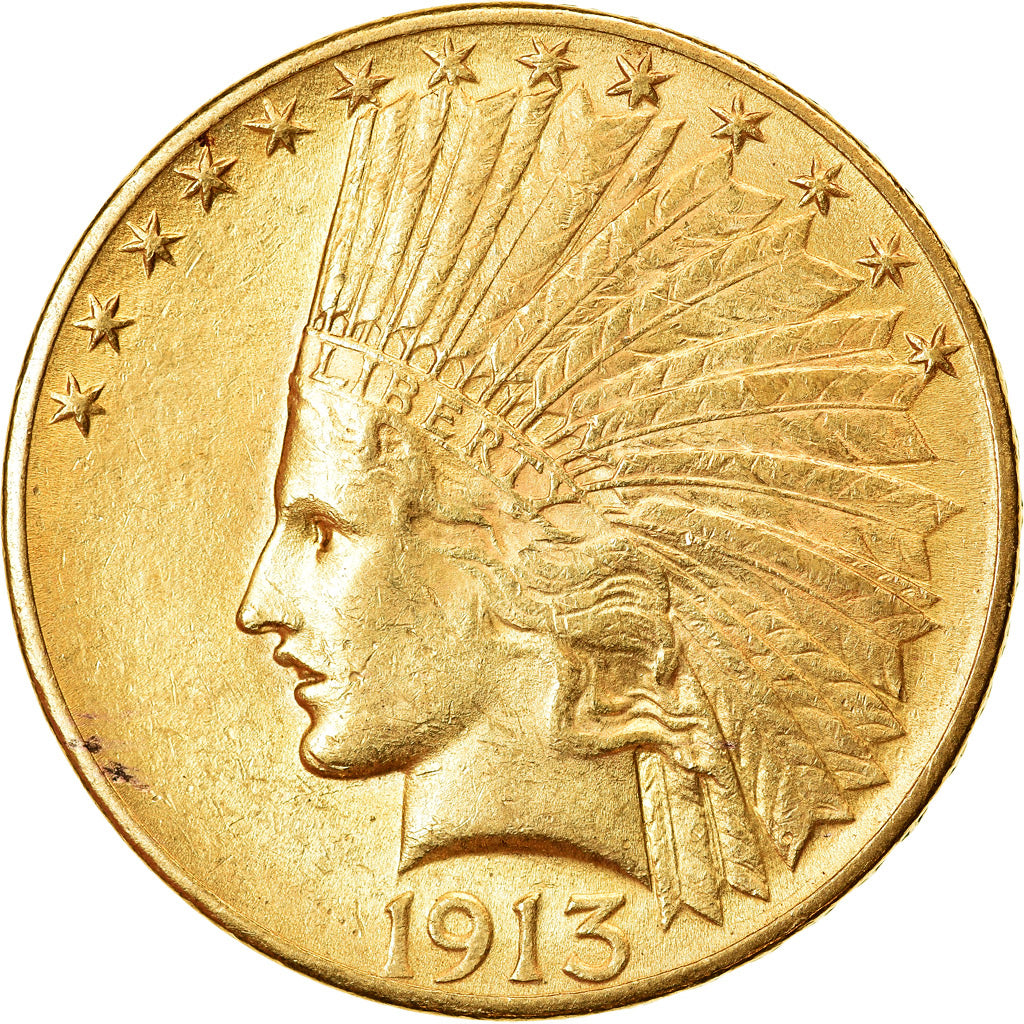 Moneta, USA, Indian Head, $10, Eagle, 1913, Philadelphia, AU(55-58), Złoto