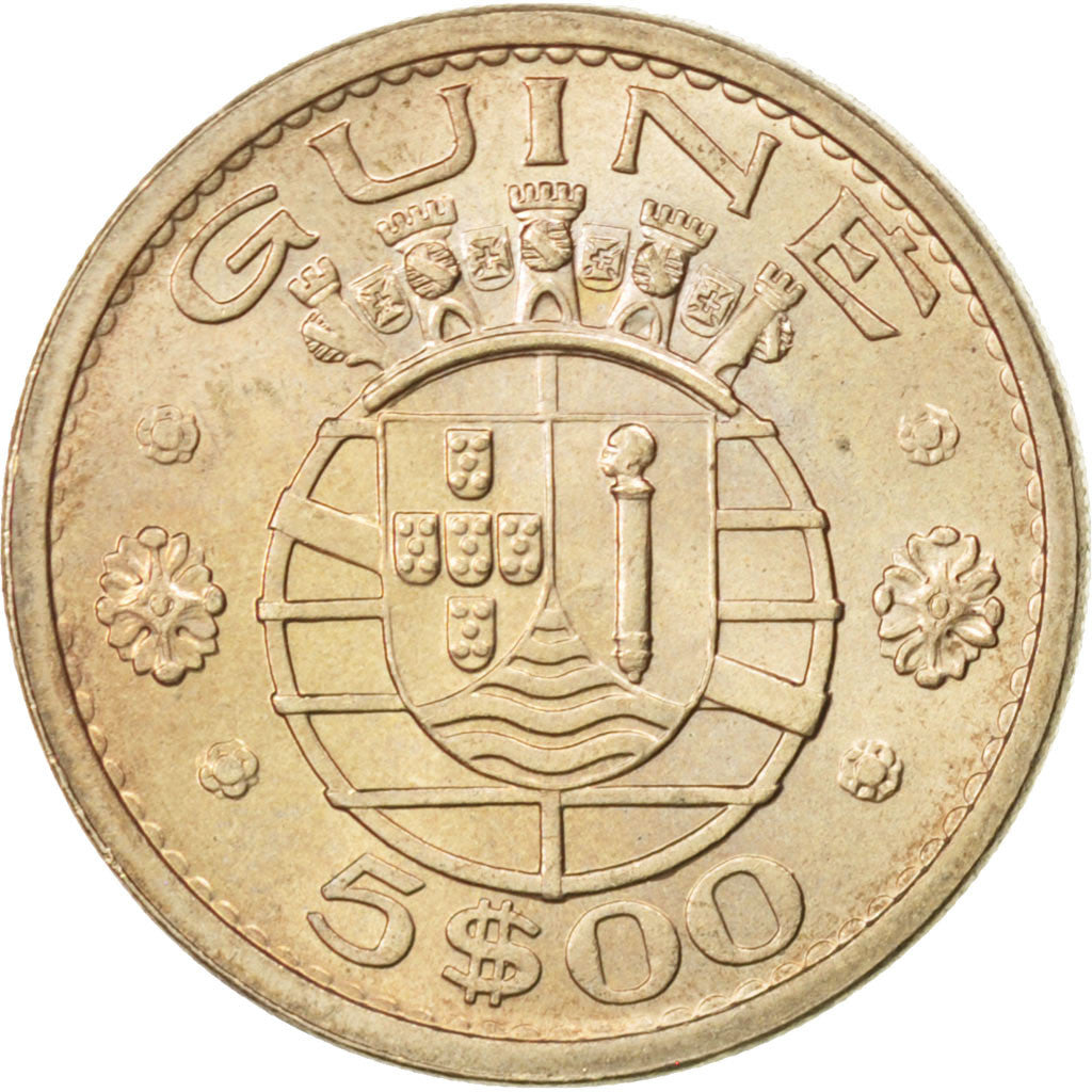 GUINEA-BISSAU, 5 Escudos, 1973, KM #15, MS(63), Copper-Nickel, 7.17