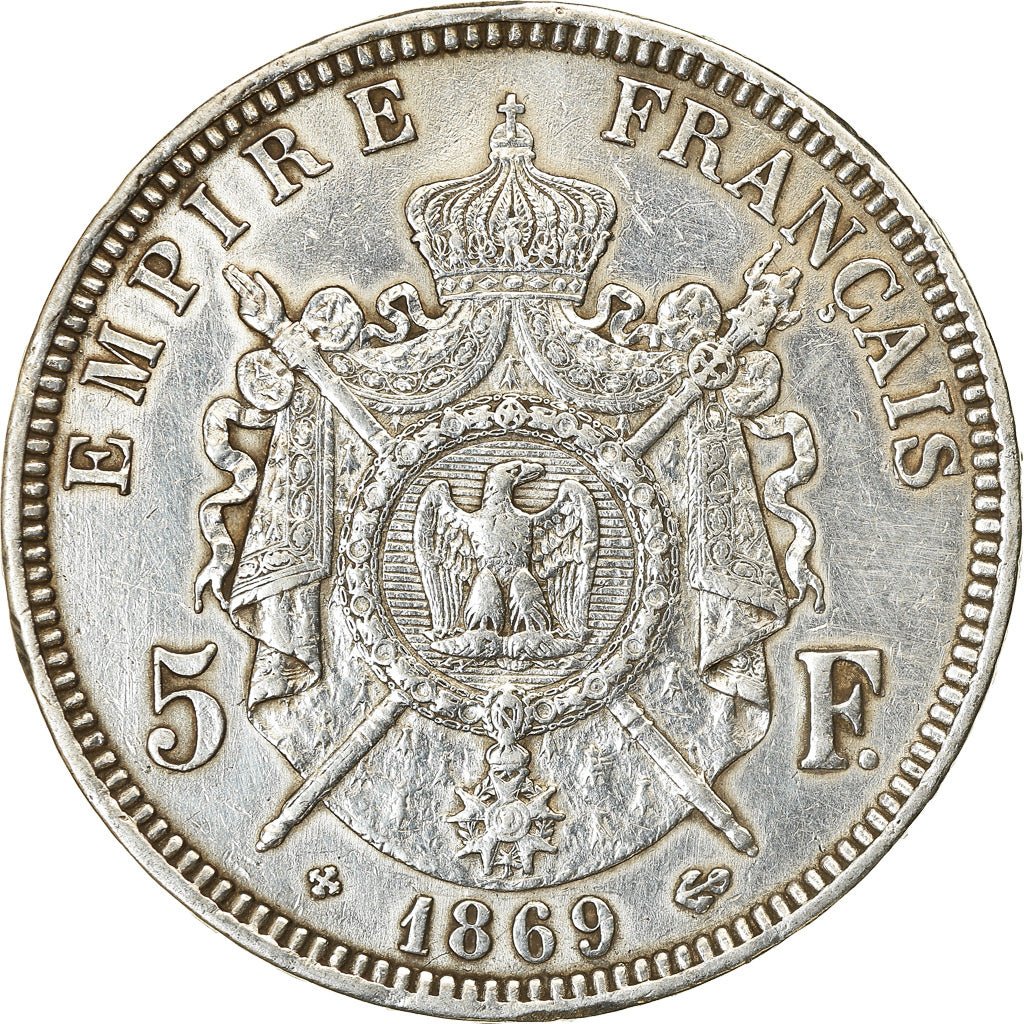 Coin, France, Napoleon III, 5 Francs, 1869, Strasbourg, EF(40-45), Silver