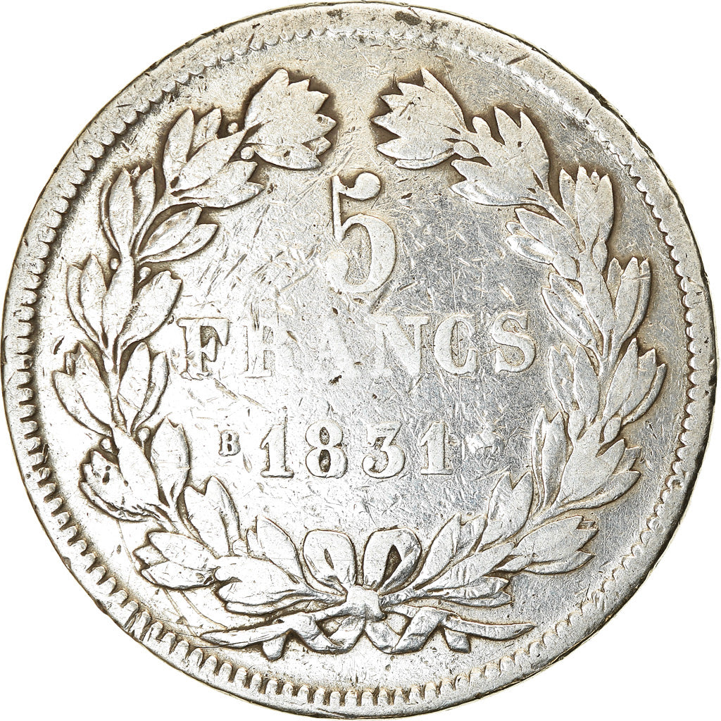 Coin, France, Louis-Philippe, 5 Francs, 1831, Rouen, VF(20-25), Silver
