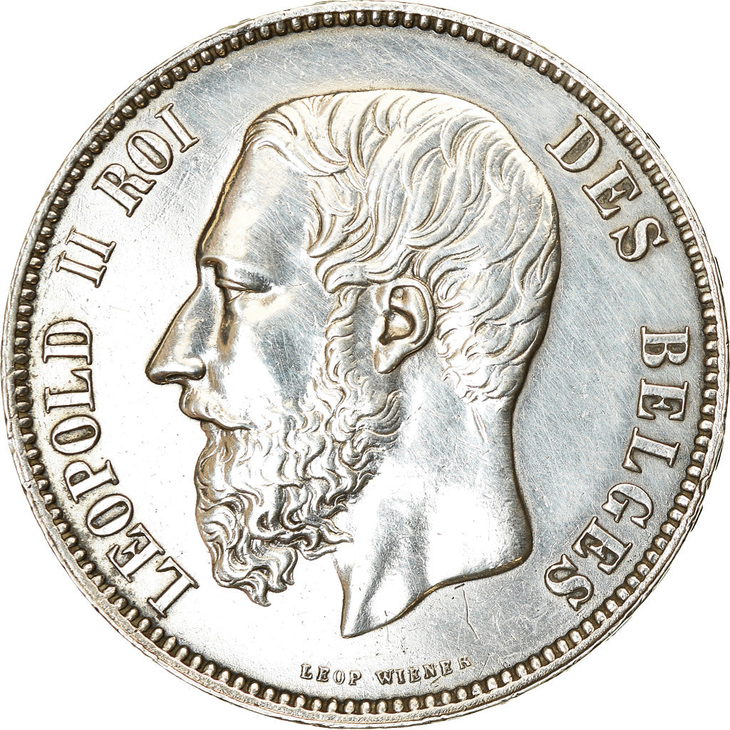Coin, Belgium, Leopold II, 5 Francs, 5 Frank, 1875, AU(50-53), Silver, KM:24