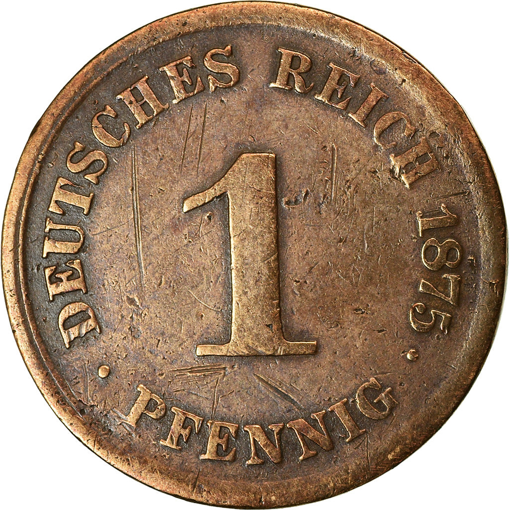 Coin, GERMANY - EMPIRE, Wilhelm I, Pfennig, 1875, Muldenhütten, VF(20-25)