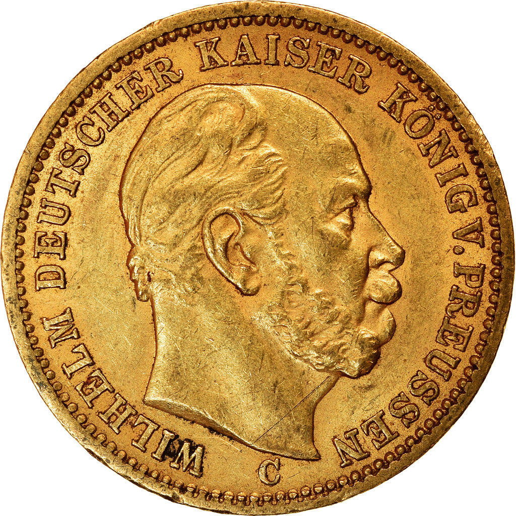 Coin, German States, PRUSSIA, Wilhelm I, 20 Mark, 1872, Frankfurt, AU(50-53)