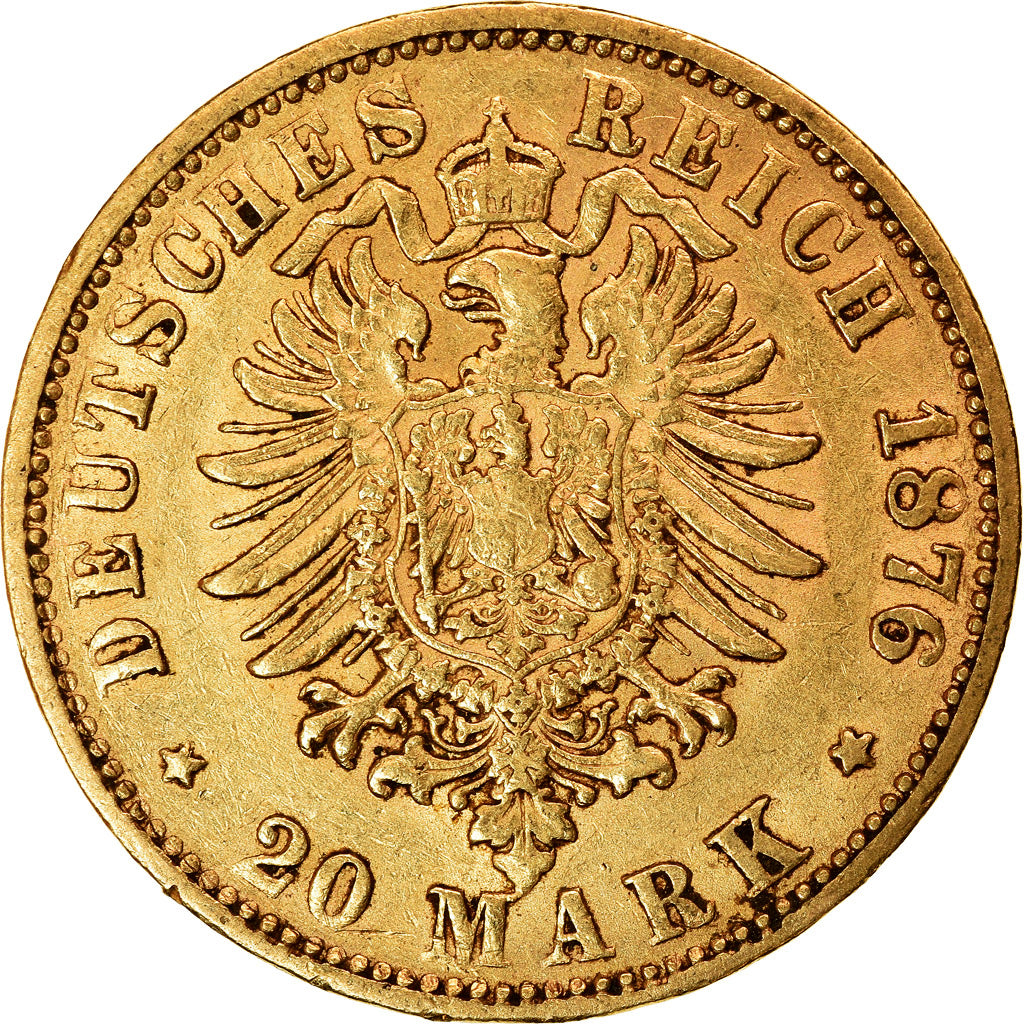 Moneda, Estados alemanes, BAVARIA, Ludwig II, 20 Mark, 1876, Munich, MBC, Oro