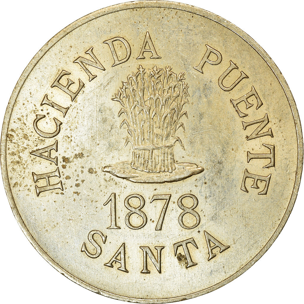 Monnaie, Pérou, Hacienda Puente Santa, 20 Centavos, 1878, SUP+, Copper-nickel