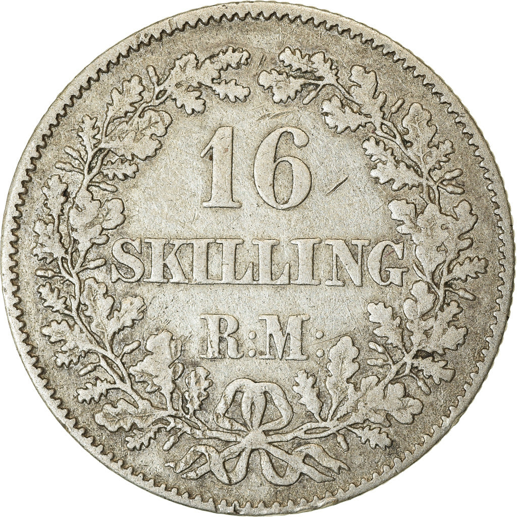 Coin, Denmark, Frederik VII, 16 Skilling Rigsmont, 1857, Copenhagen, VF(20-25)