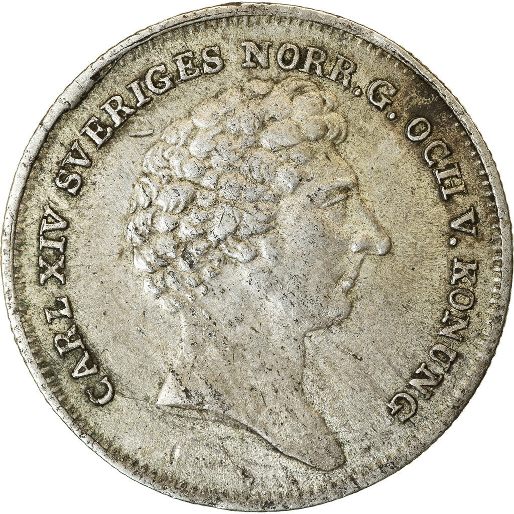 Coin, Sweden, Carl XIV Johan, 1/8 Riksdaler, 1832, AU(50-53), Silver, KM:626