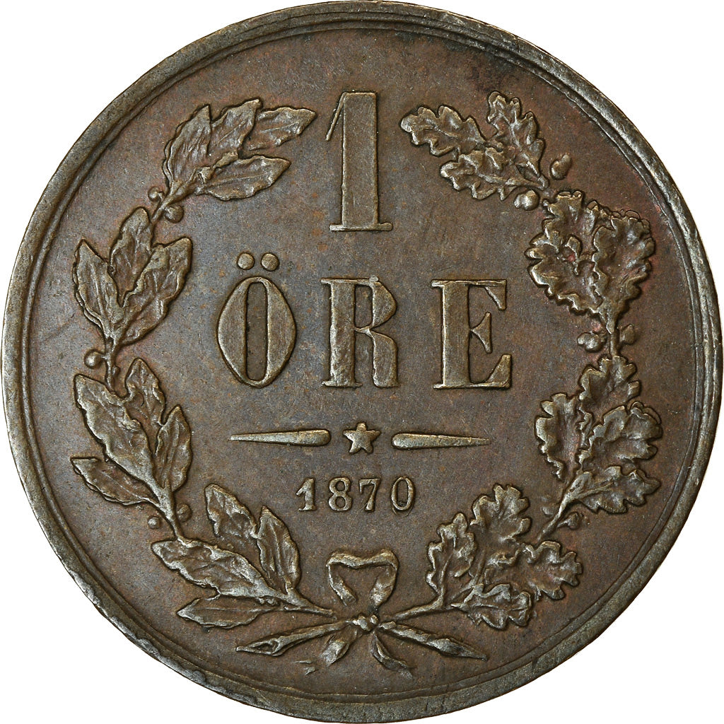 Coin, Sweden, Carl XV Adolf, Ore, 1870, AU(55-58), Bronze, KM:705