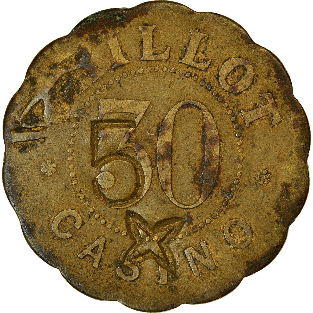 France, Jeton de Casino, Jaillot Casino, 50/30 Centimes, TB, Laiton