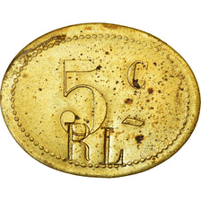 Coin, France, Contremarque R L, Uncertain Mint, 5 Centimes, AU(55-58), Brass