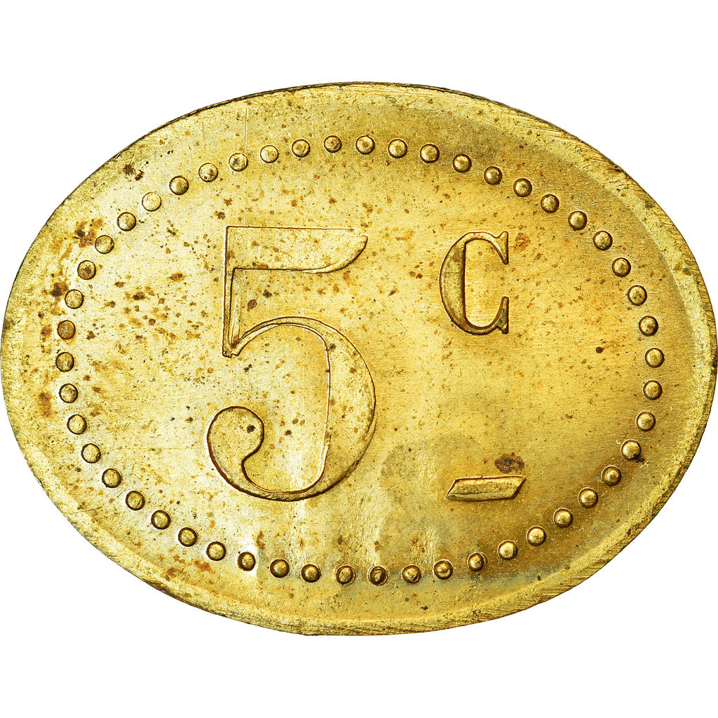 Munten, Frankrijk, Contremarque R L, Uncertain Mint, 5 Centimes, PR, Tin