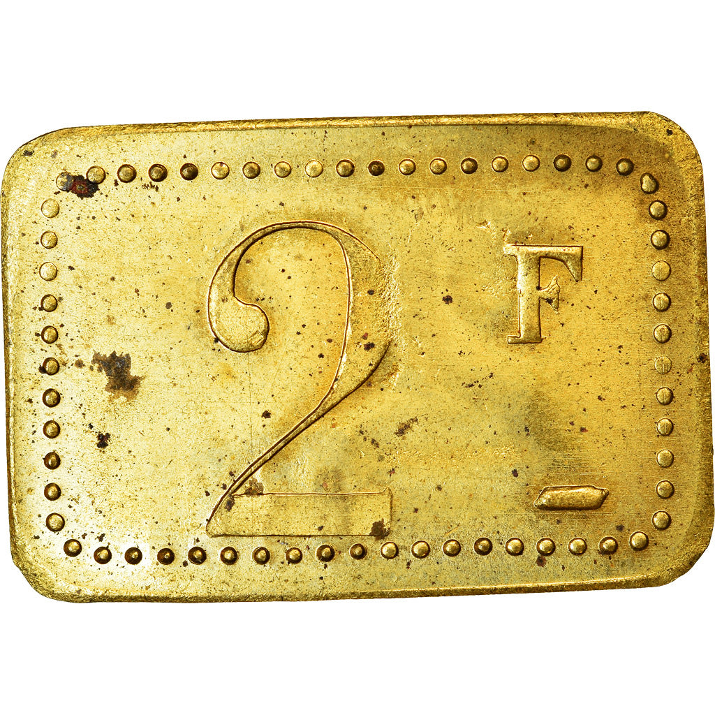 Moeda, França, Contremarque R L, Uncertain Mint, 2 Francs, AU(55-58), Latão