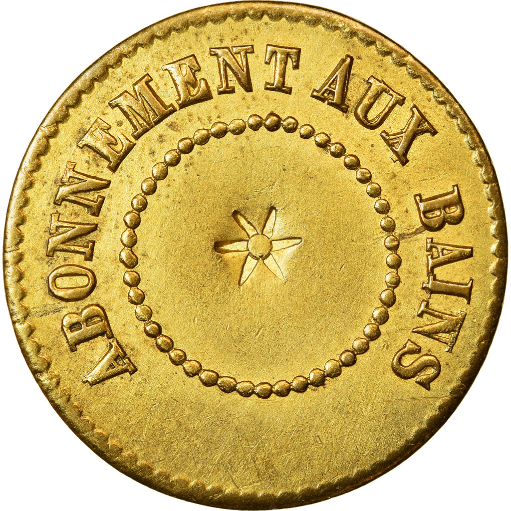 Francia, Token, Bains du Rhône, V. A., Abonnement aux bains, EBC, Latón