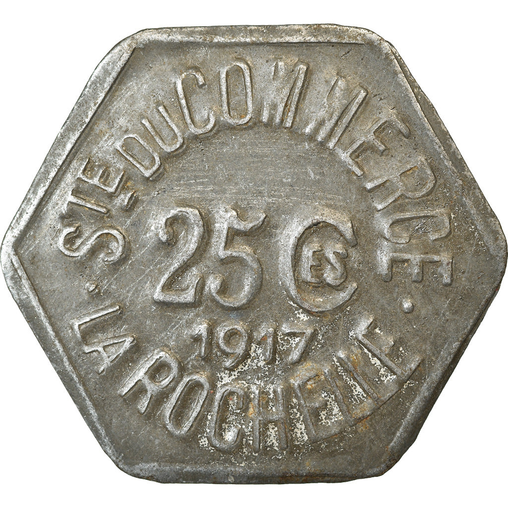 Monnaie, France, Société du Commerce, La Rochelle, 25 Centimes, 1917, TTB