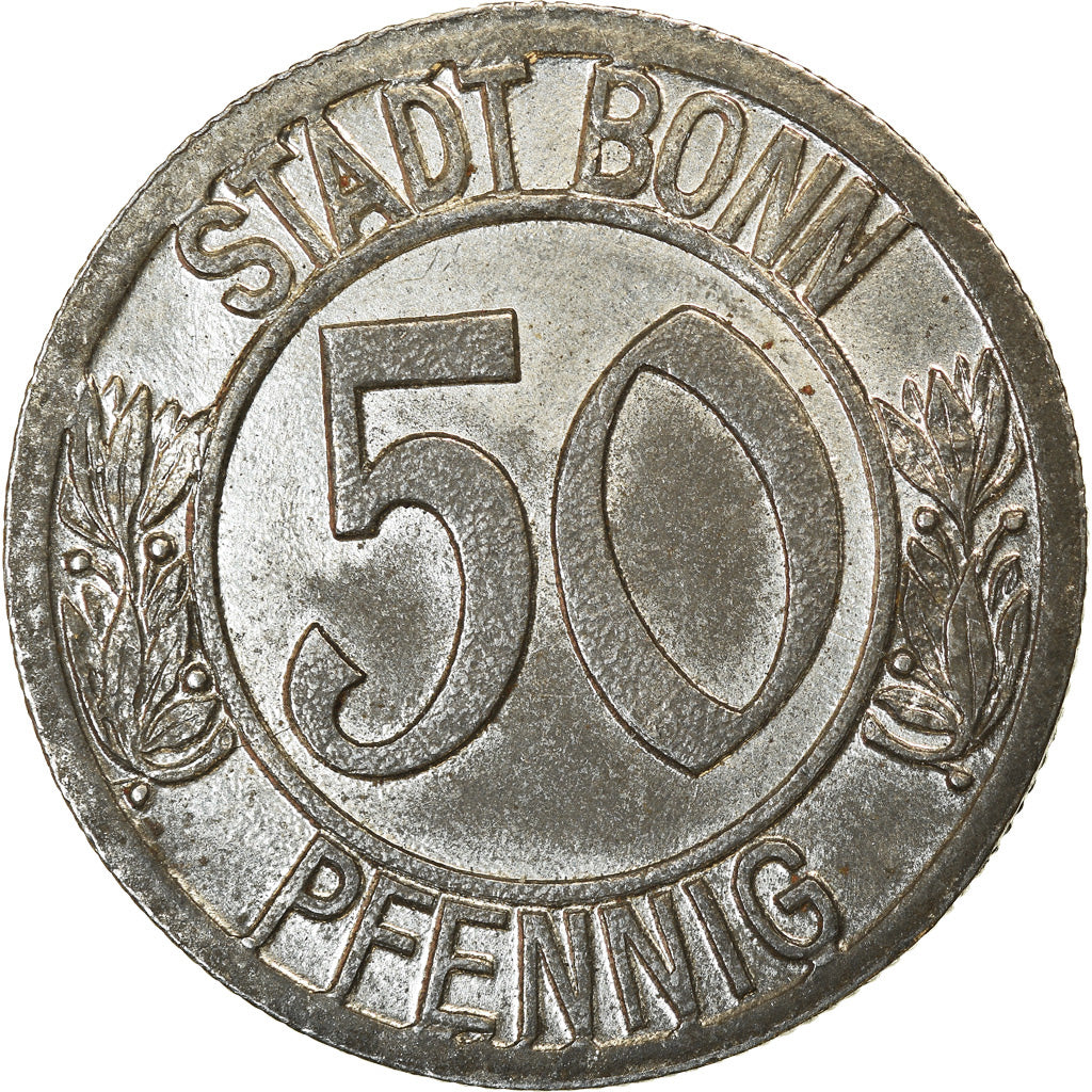 Coin, Germany, Beethoven, Bonn, 50 Pfennig, 1920, AU(50-53), Iron
