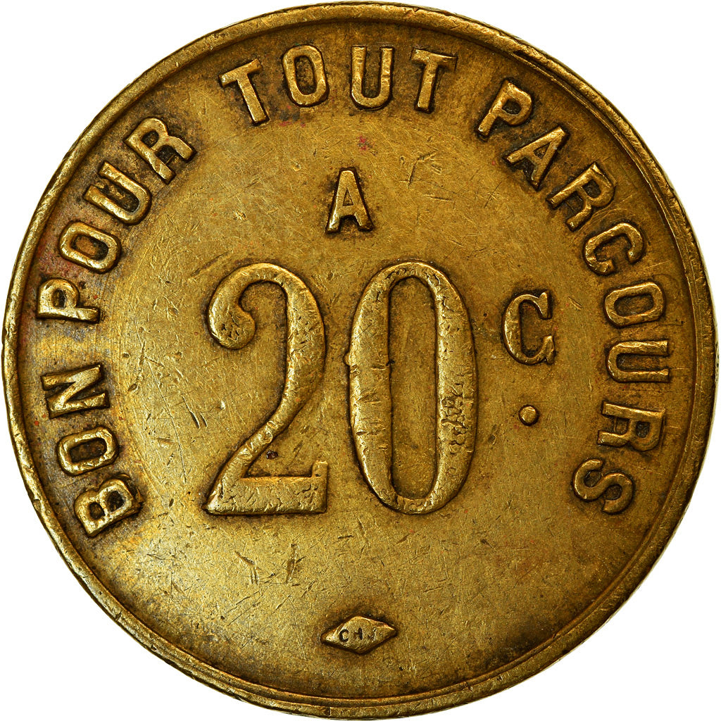 Münze, Frankreich, Cie des Chemins de Fer à Voie Etroite, Saint-Etienne, 20