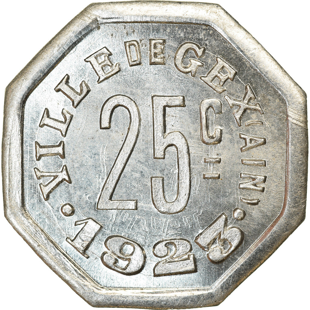 Coin, France, Ville de Gex, Gex, 25 Centimes, 1923, MS(60-62), Aluminium