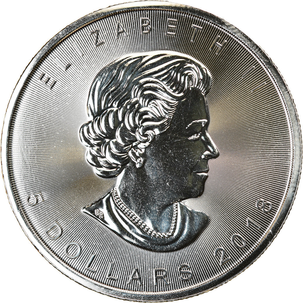 Coin, Canada, Maple Leaf, 5 Dollars, 2018, Bullion, MS(65-70), Silver, KM:1601