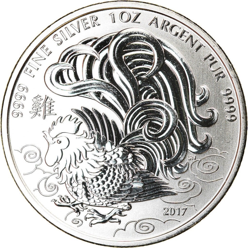 Coin, Canada, Year of the Rooster, 5 Dollars, 2017, Bullion, MS(65-70), Silver