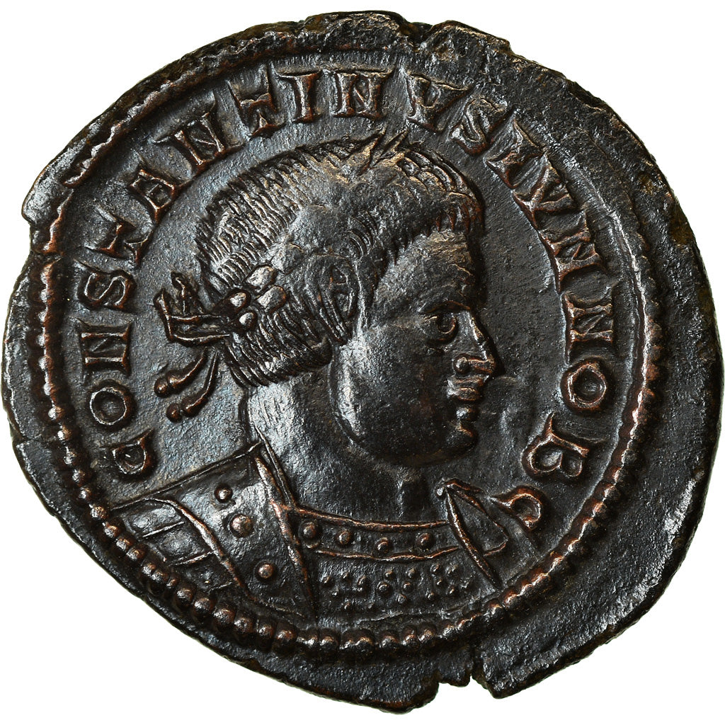 Monnaie, Constantin II, Follis, 332, Lyon - Lugdunum, TTB+, Bronze, RIC:254