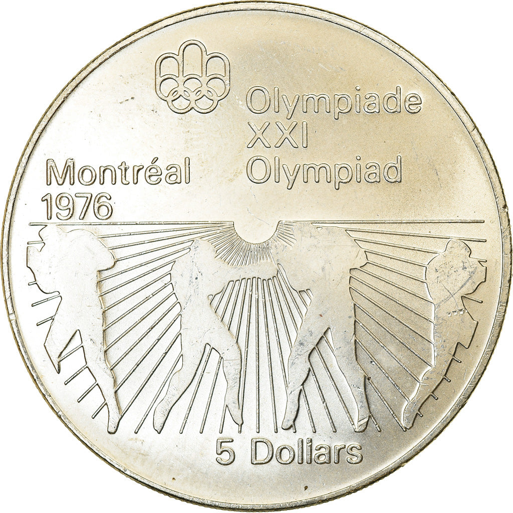 Coin, Canada, Elizabeth II, Boxing, 5 Dollars, 1976, AU(55-58), Silver, KM:108