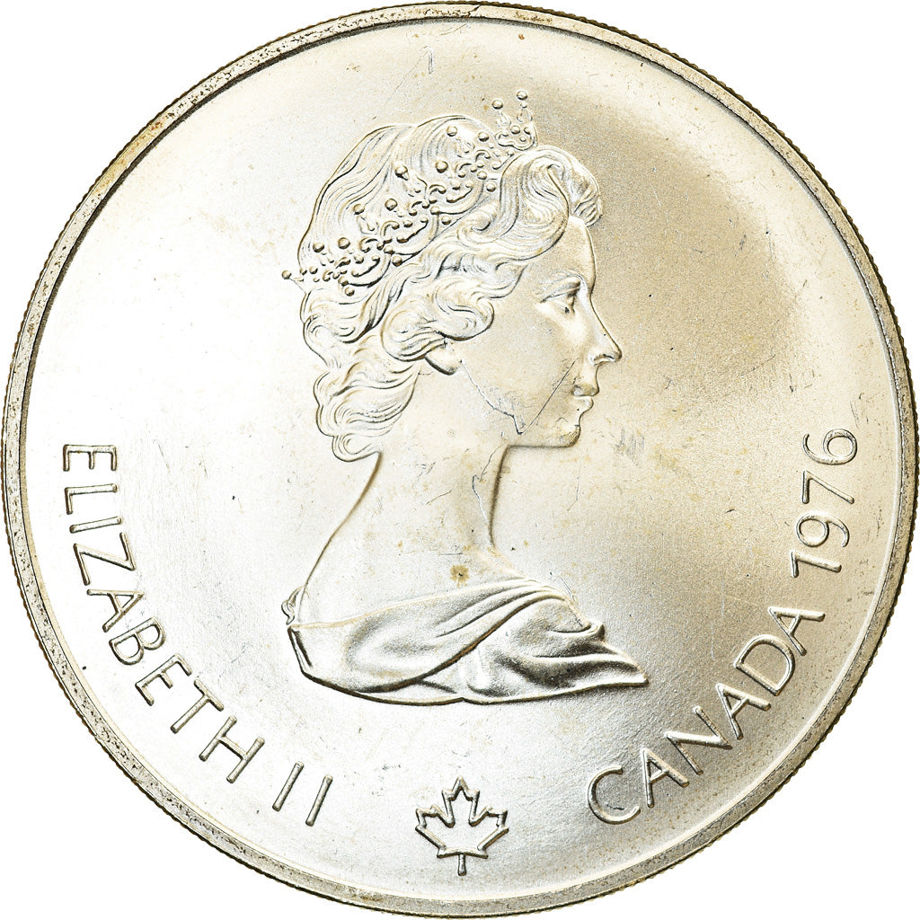 Moneda, Canadá, Elizabeth II, Olympic flame, 5 Dollars, 1976, EBC+, Plata
