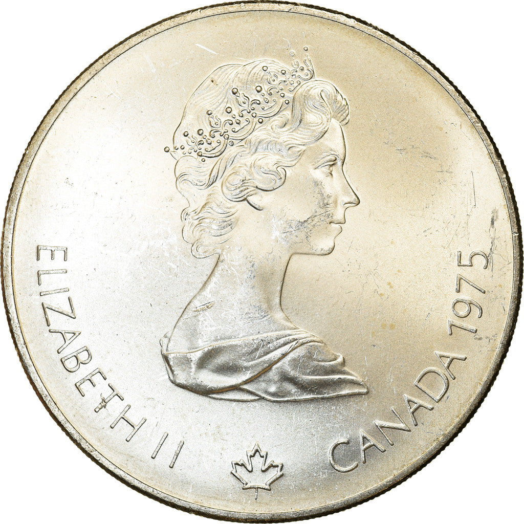 Coin, Canada, Elizabeth II, Swimming, 5 Dollars, 1975, AU(55-58), Silver, KM:100
