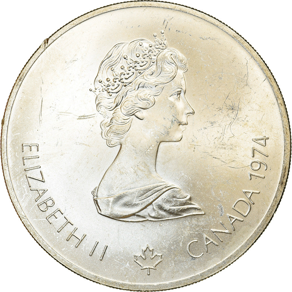 Coin, Canada, Elizabeth II, Rowing, 5 Dollars, 1974, AU(55-58), Silver, KM:91