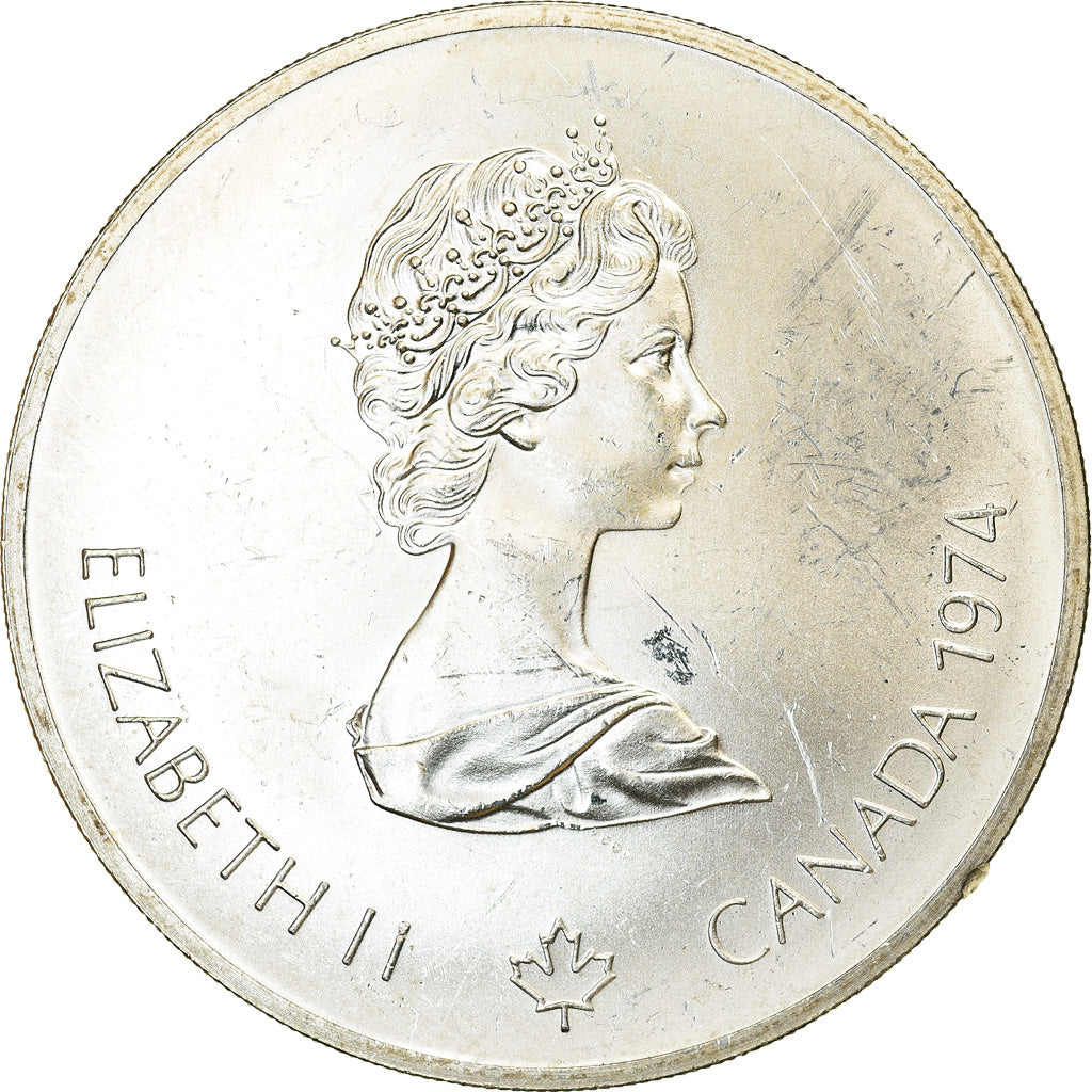 Coin, Canada, Elizabeth II, Canoeing, 5 Dollars, 1974, AU(55-58), Silver, KM:92