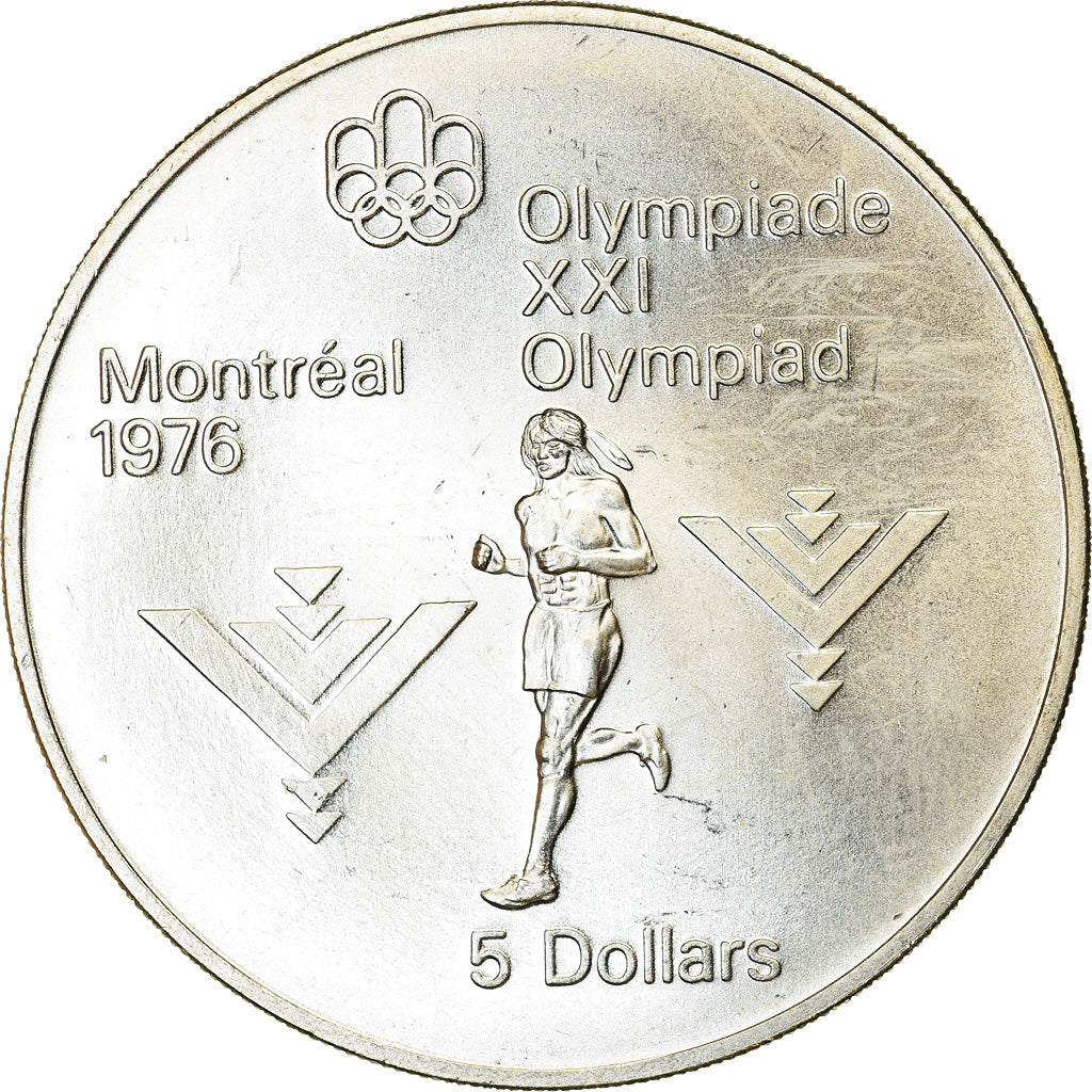 Coin, Canada, Elizabeth II, Marathon, 5 Dollars, 1975, MS(63), Silver, KM:98