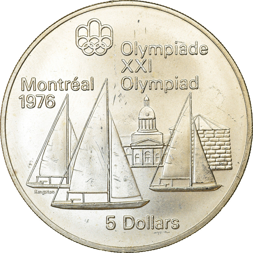 Coin, Canada, Elizabeth II, Kingston and Sailboats, 5 Dollars, 1973, AU(55-58)