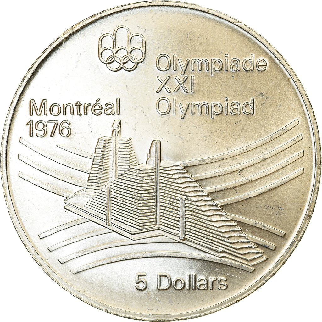Coin, Canada, Elizabeth II, Olympic village, 5 Dollars, 1976, MS(60-62), Silver