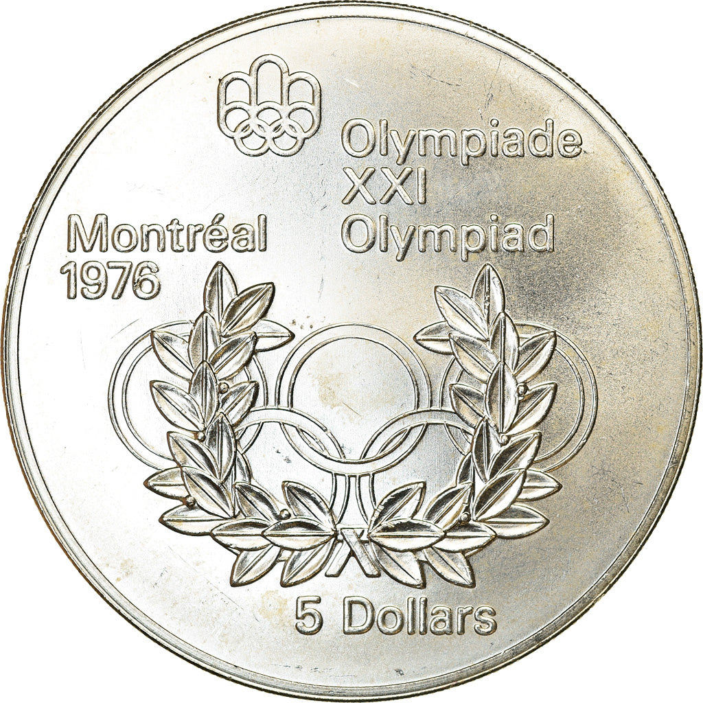 Coin, Canada, Elizabeth II, Olympic rings, 5 Dollars, 1974, MS(63), Silver