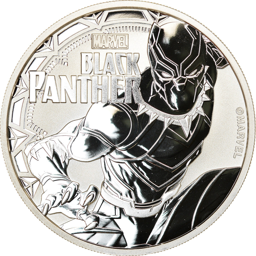 Coin, Tuvalu, Black Panther, 1 Dollar, 1 Oz, 2018, MS(65-70), Silver