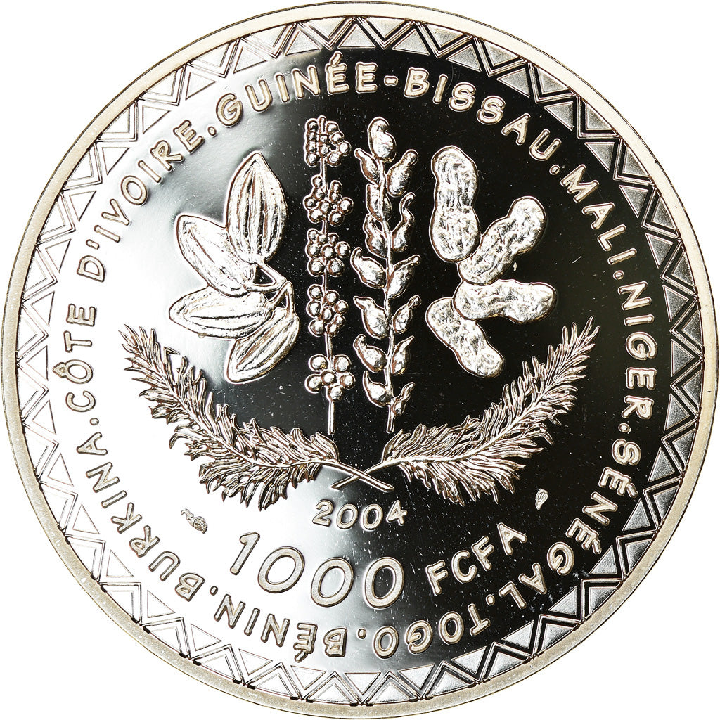 Coin, West African States, 1000 Francs, 2004, Paris, MS(65-70), Silver, KM:17
