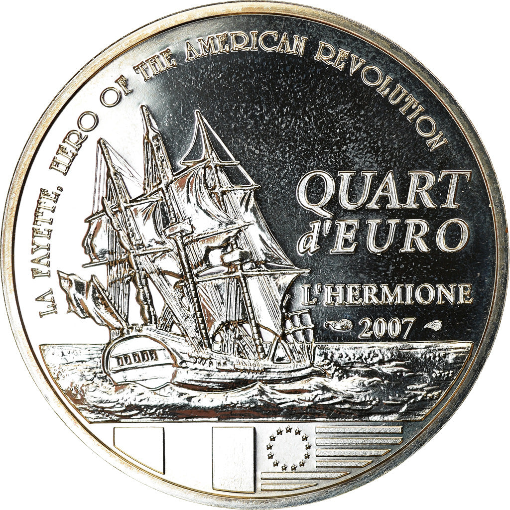 France, La Fayette, 1/4 Euro, 2007, MS(65-70), Silver, KM:1419