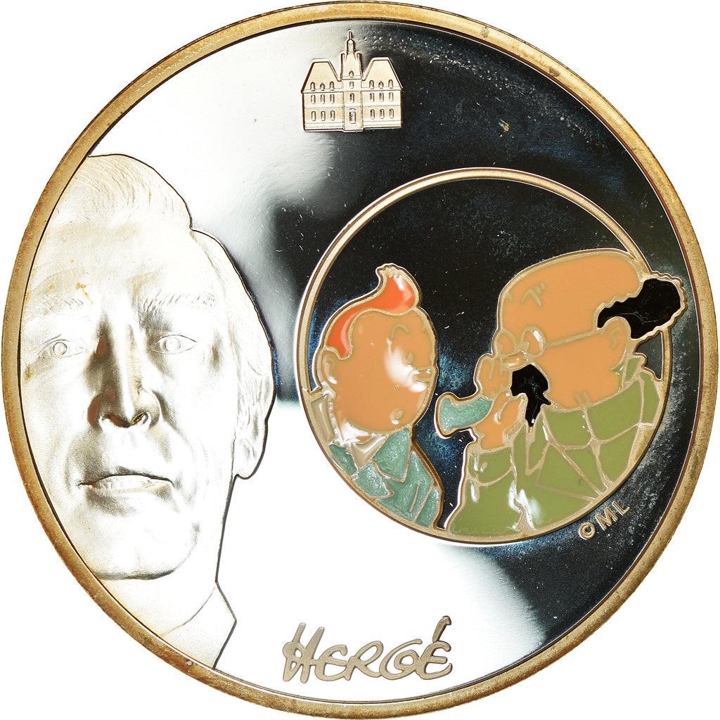 France, Tintin & the Professor, 1-1/2 Euro, 2007, MS(65-70), Silver, KM:1505