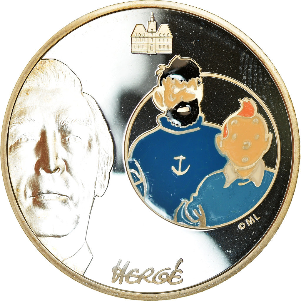 France, Tintin & Captain Haddock, 1-1/2 Euro, 2007, MS(65-70), Silver, KM:1506
