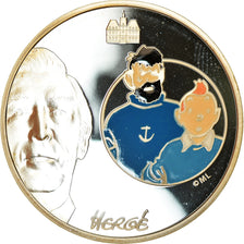 France, Tintin & Captain Haddock, 1-1/2 Euro, 2007, MS(65-70), Silver, KM:1506