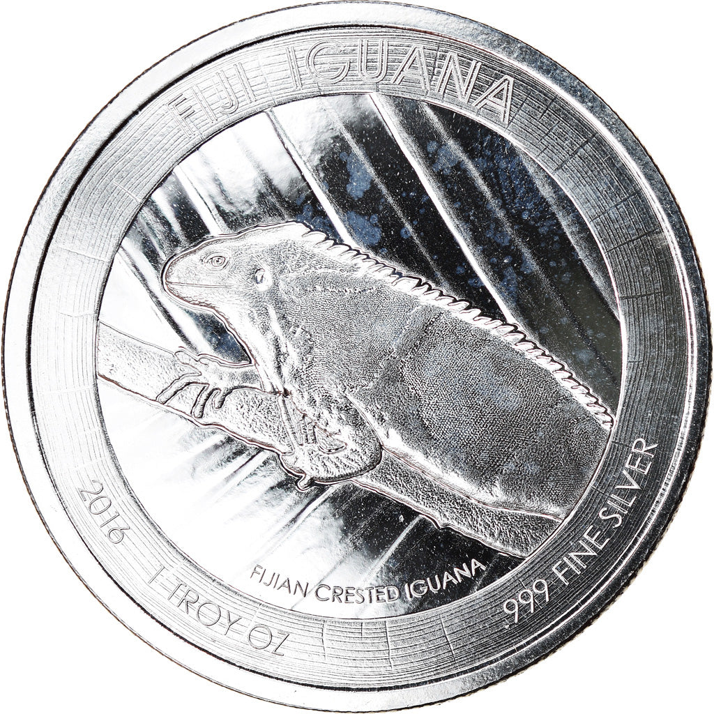Coin, Fiji, Fiji Iguana, 1 Dollar, 2016, 1 Oz, MS(65-70), Silver