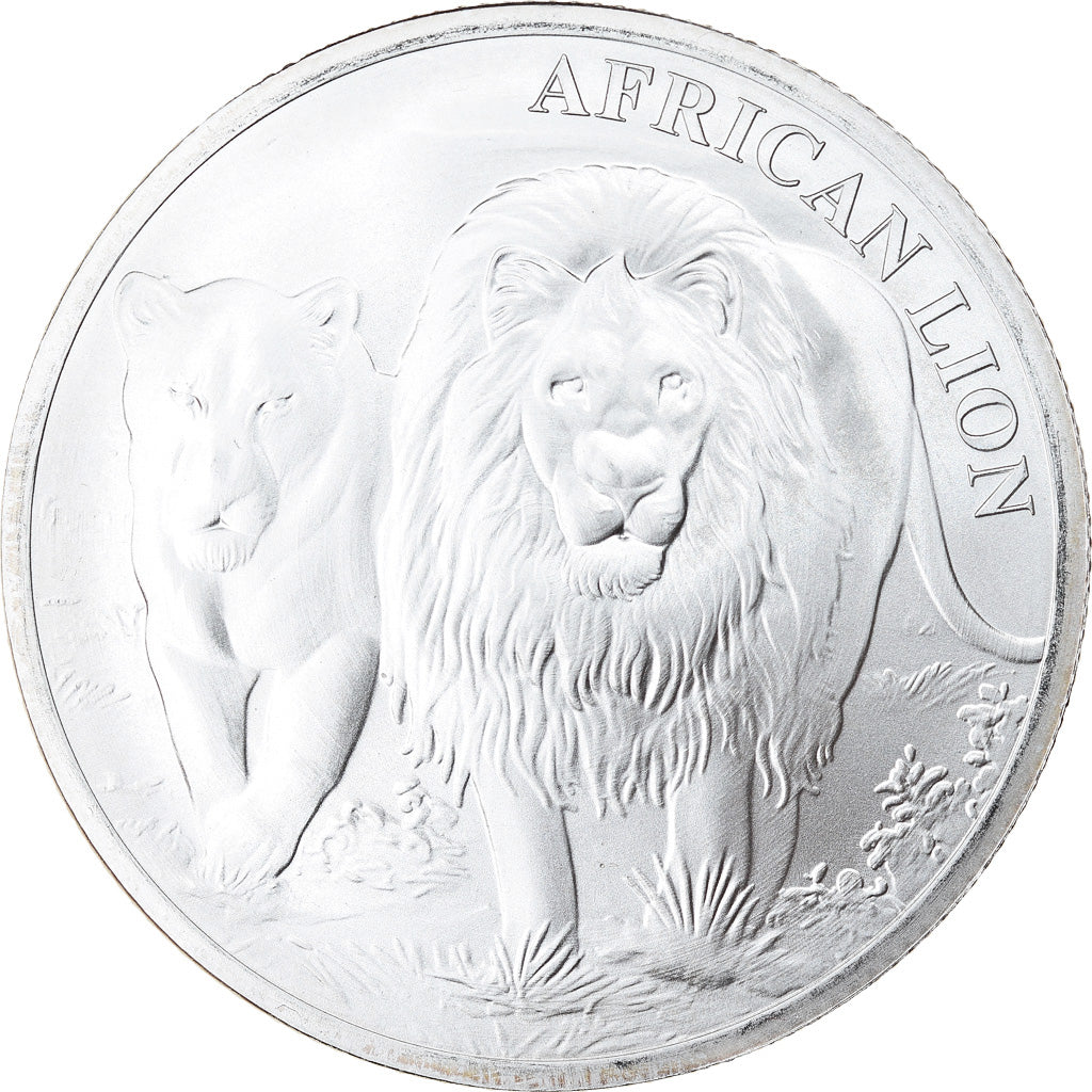 Coin, Congo Republic, African Lion, 5000 Francs, 2016, 1 Oz, MS(65-70), Silver