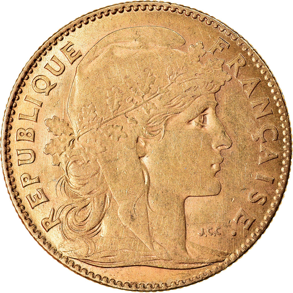 Munten, Frankrijk, Marianne, 10 Francs, 1911, Paris, ZF, Goud, KM:846