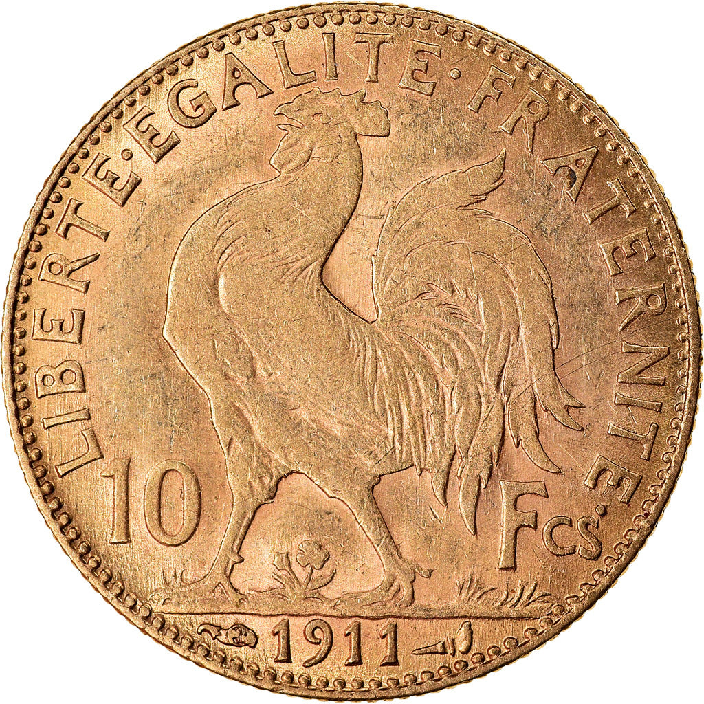 Munten, Frankrijk, Marianne, 10 Francs, 1911, Paris, ZF, Goud, KM:846