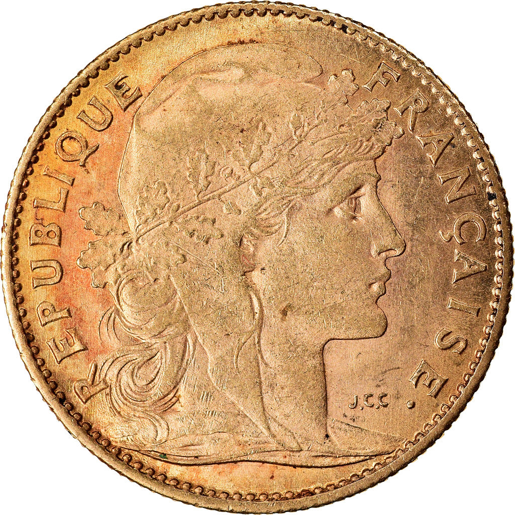 Moneda, Francia, Marianne, 10 Francs, 1905, Paris, MBC+, Oro, KM:846