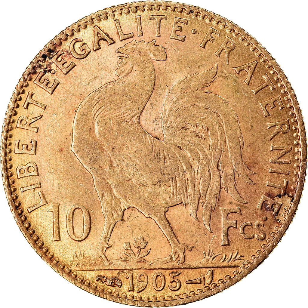 Moneda, Francia, Marianne, 10 Francs, 1905, Paris, MBC+, Oro, KM:846