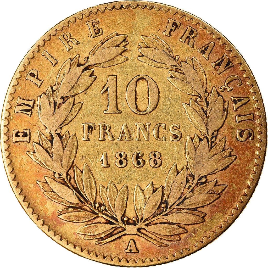 Monnaie, France, Napoleon III, 10 Francs, 1868, Paris, TTB, Or, Gadoury:1015